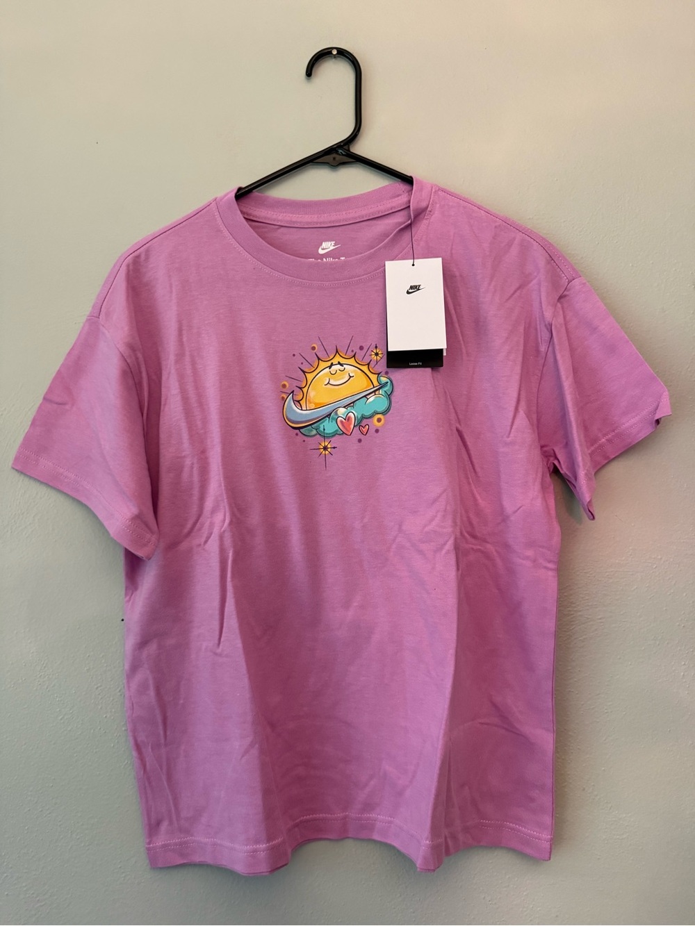 Nike Pink Kids' Short Sleeve Tee with Sunny Planet Graphic